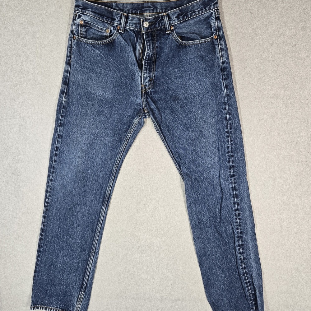 Levi's 505 Men Jeans 36X34 Blue Denim Regular Fit Straight Leg 32" Inseam Casual